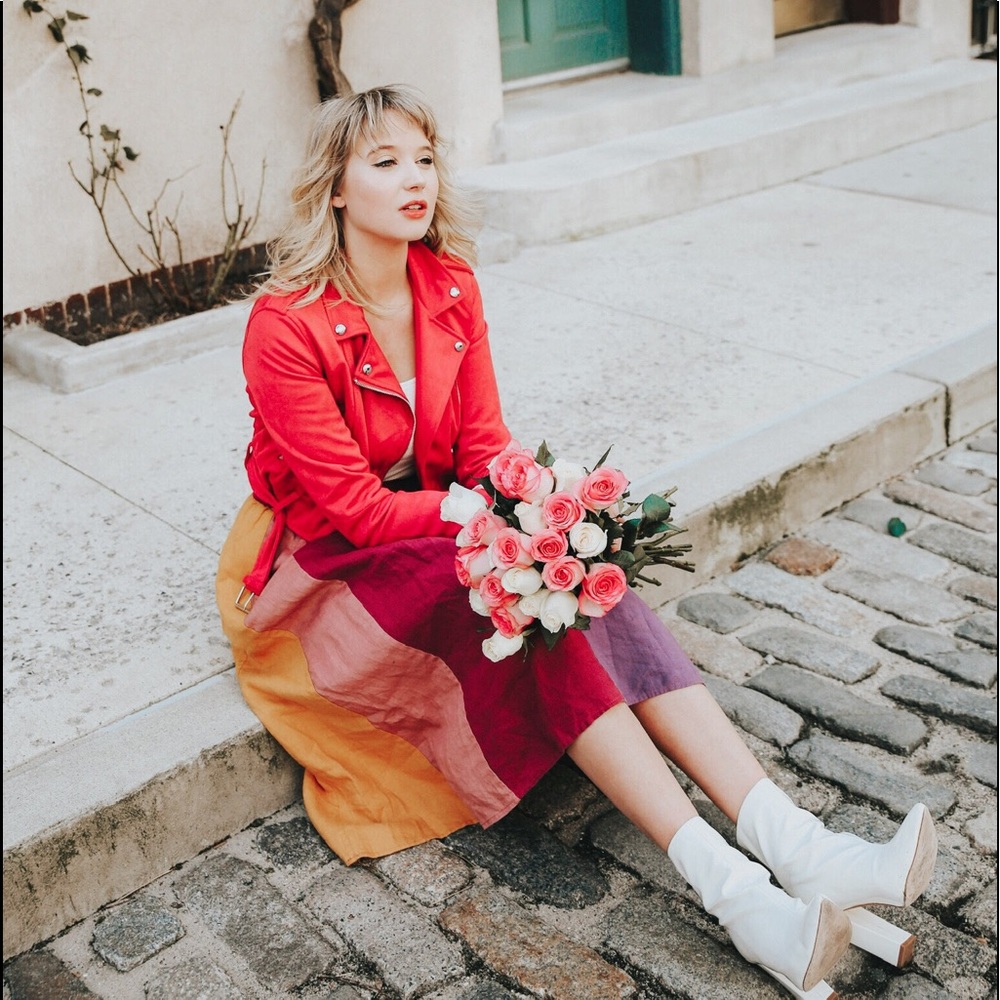 Hot Pink Faux Suede Bershka Cropped Jacket Size M